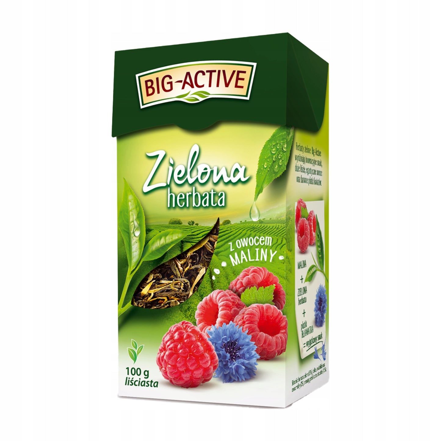 HERBATA BIG-ACTIVE LIŚCIE ZIELONA Z MALINĄ I LIMONKĄ