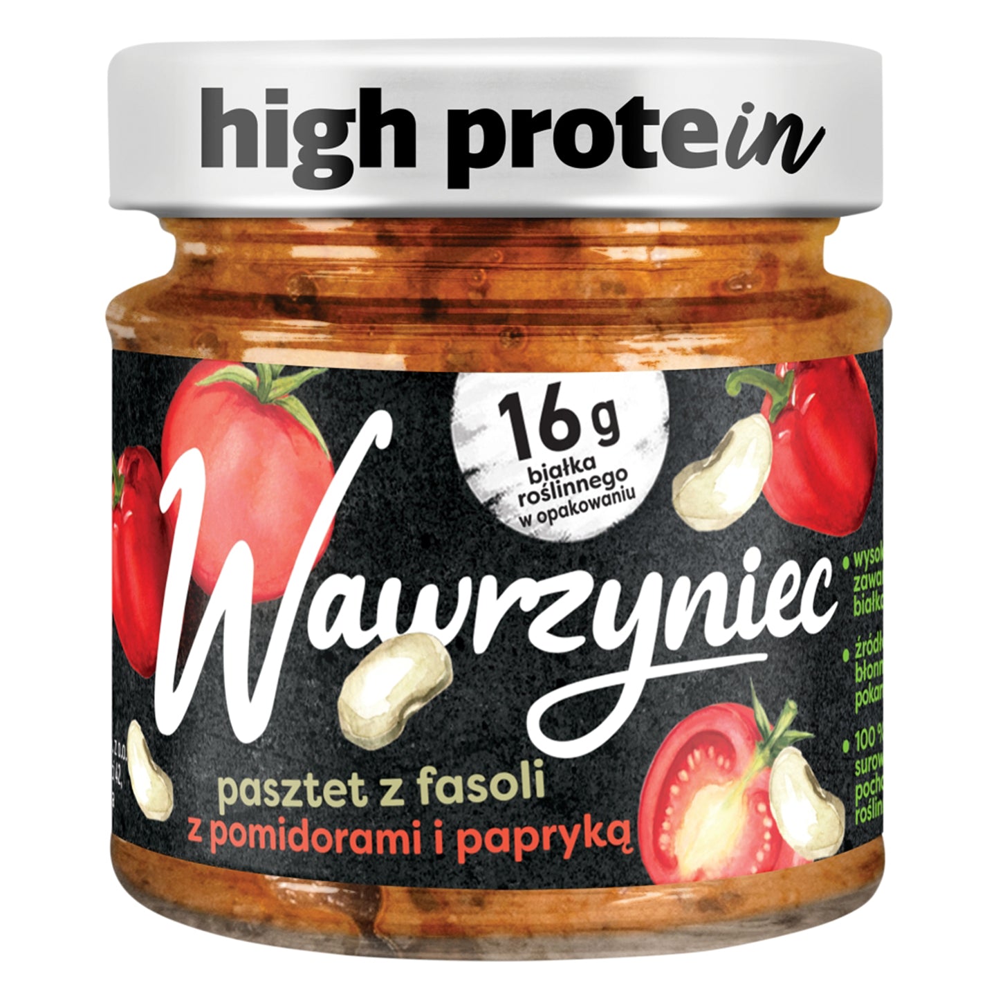 PASZTET WAWRZYNIEC Z FASOLI Z POMIDORAMI HIGH PROTEIN 180 g BUNGE