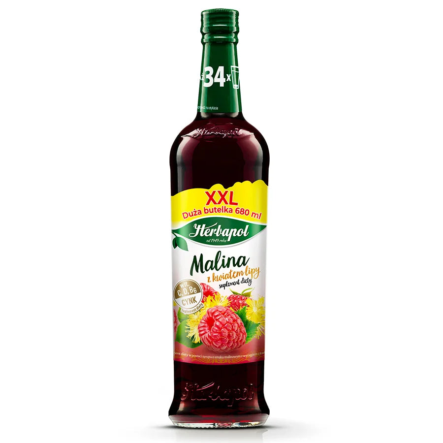 SYROP MALINA Z KWIATEM LIPY 680 ml HERBAPOL