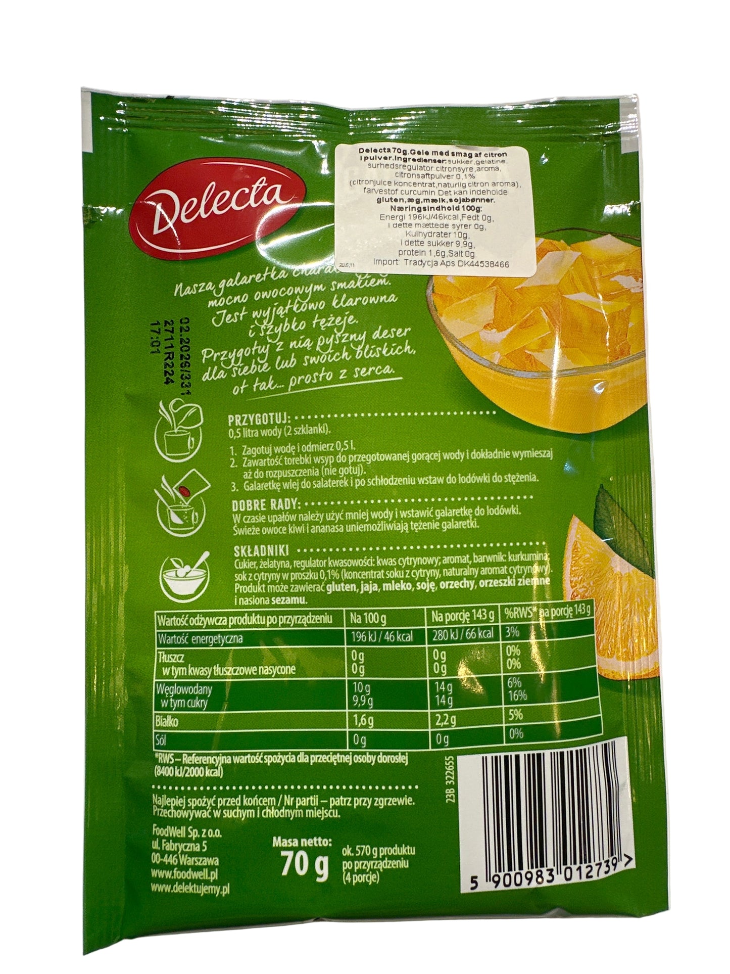 Galaretka delecta smak cytrynowy 70 g