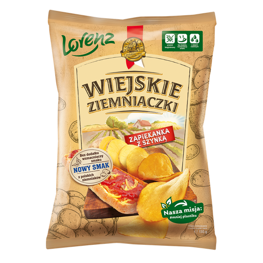 CHIPSY LORENZ WIEJSKIE ZIEMNIACZKI ZAPIEKANKA Z SZYNKĄ 130G
