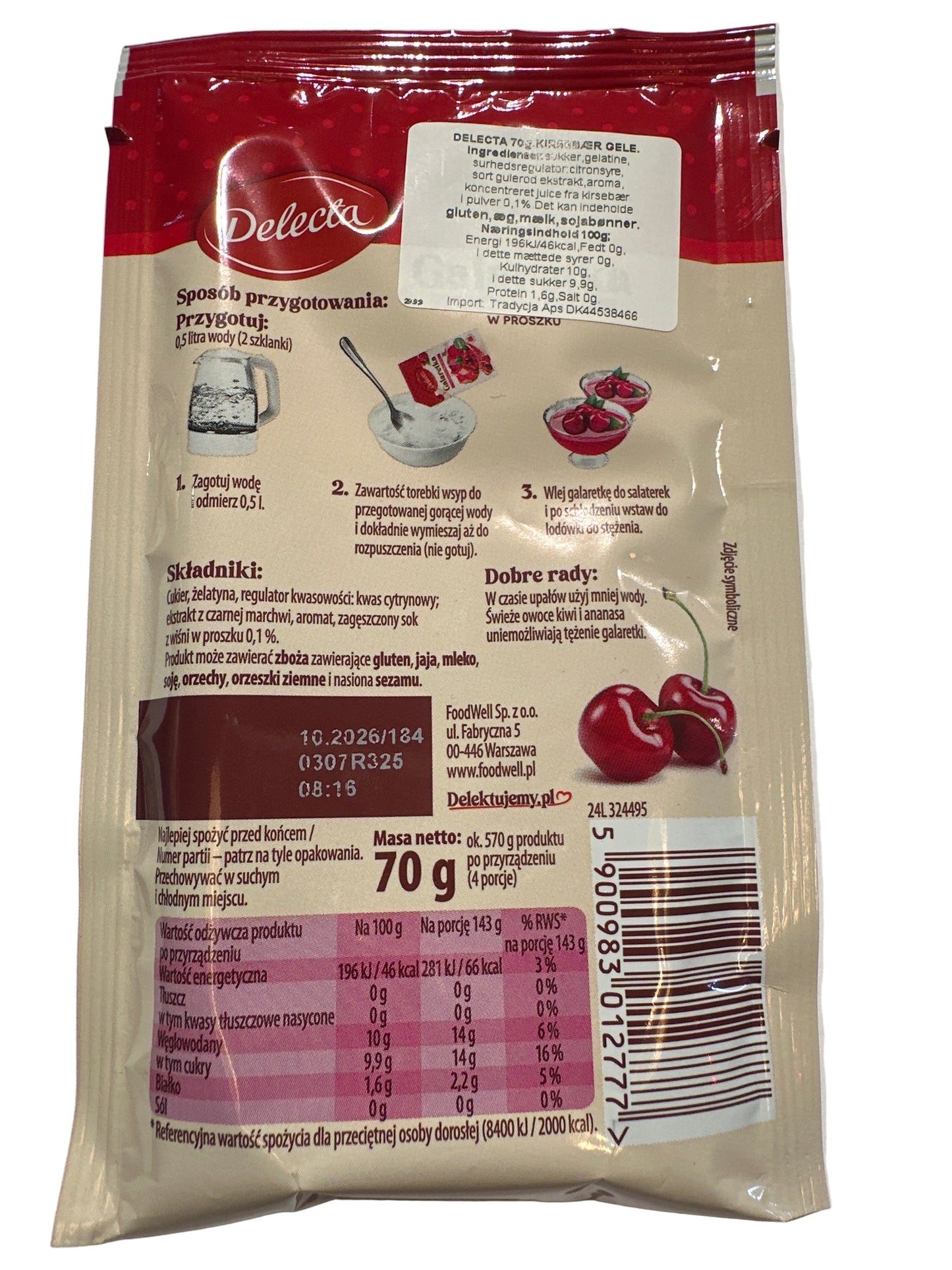 Galaretka delecta smak Wisniowy 70 g