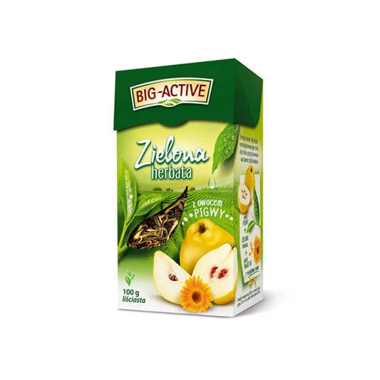 HERBATA BIG-ACTIVE LIŚCIE ZIELONA Z PIGWĄ 100G