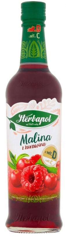 SYROP HERBAPOL OWOCOWA SPIZ MALINA Z ŻURAWINA 420ML