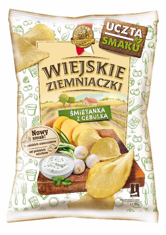 CHIPSY LORENZ WIEJSKIE ZIEMNIACZKI ŚMIETANKA Z CEBULKĄ 130G