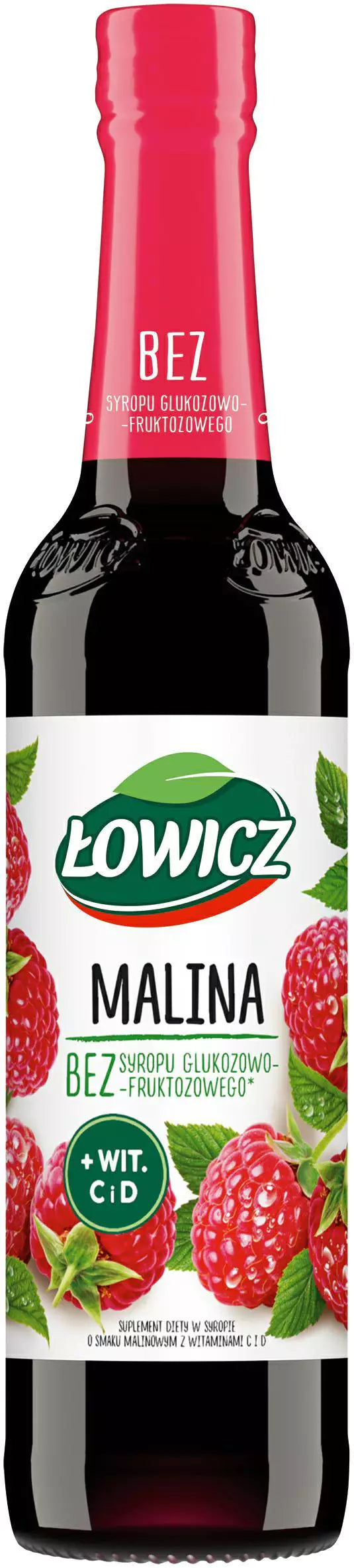 SYROP ŁOWICZ WITAMINY MALINA 400ML BUTELKA