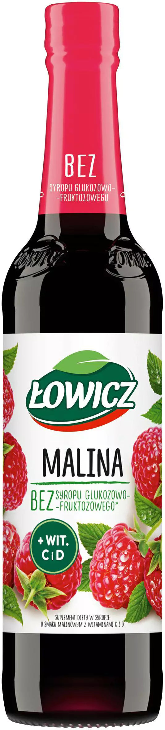 SYROP ŁOWICZ WITAMINY MALINA 400ML BUTELKA
