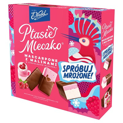 PTASIE MLECZKO MASCARPONE Z MALINAMI 340g WEDEL